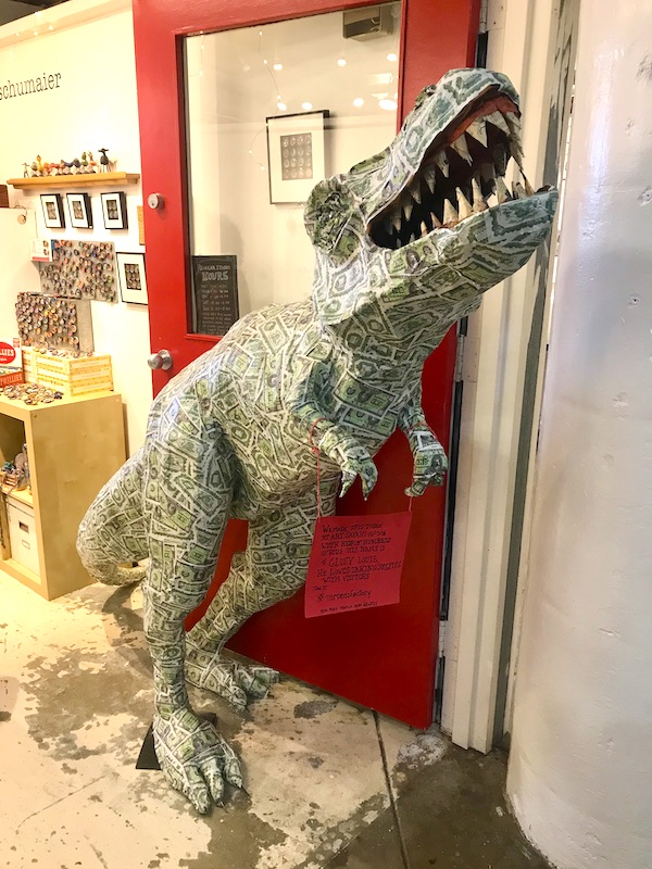 A fun dinosaur sculpture at The Torpedo Factory Alexandria Virginia