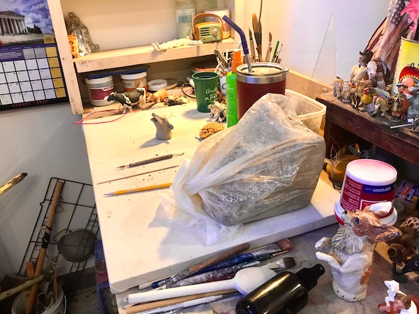 A ceramic artist's work bench at The Torpedo Factory Alexandria Virginia