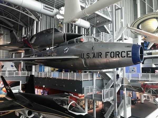 Air Force jets on display at the Virginia Air and Space Center