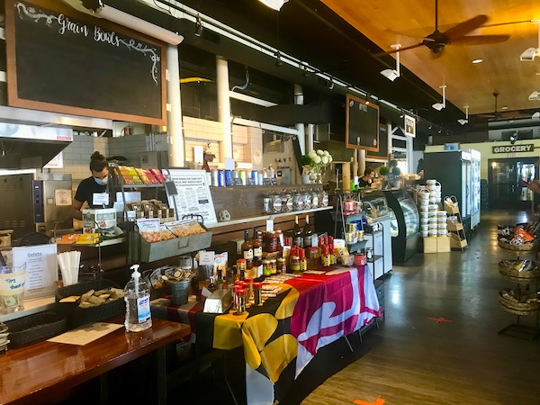 The inside of an old building with food available for purchase in Washington DC and Annapolis Maryland