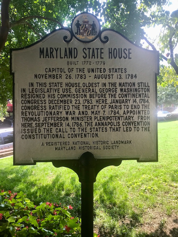 An historic marker telling of the history of Annapolis MD in Washington DC and Annapolis Maryland