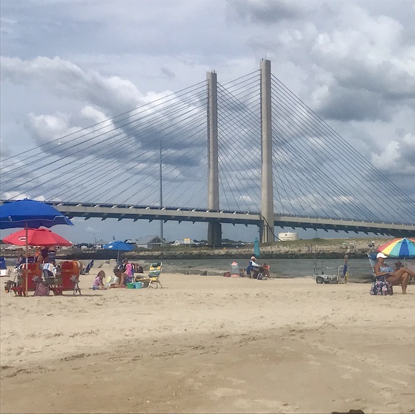 Beach and bridge at Delaware Seashore State Park