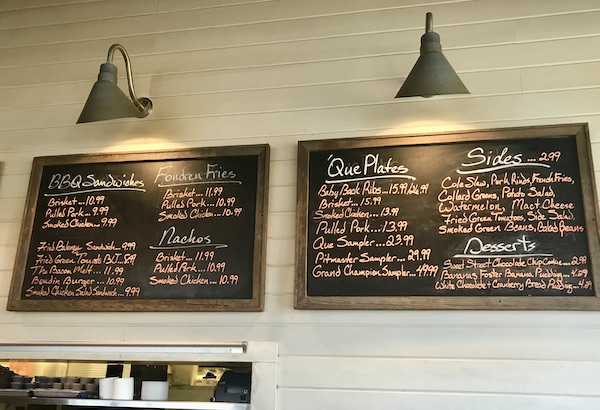 Blackboard menus at a BBQ restaurant near Mississippi Civil Rights Museum