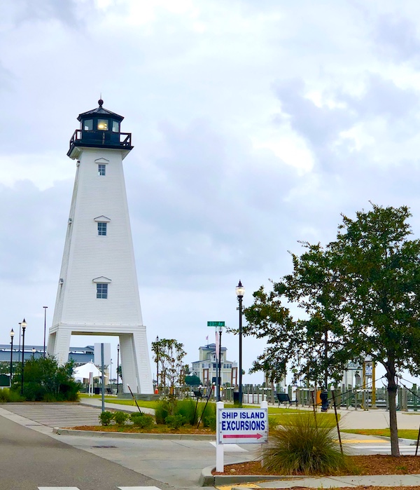 A white lighthouse along our drive from NOLA to Biloxi
