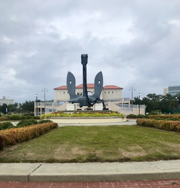 A huge anchor sculpture with lawn along our drive from NOLA to Biloxi