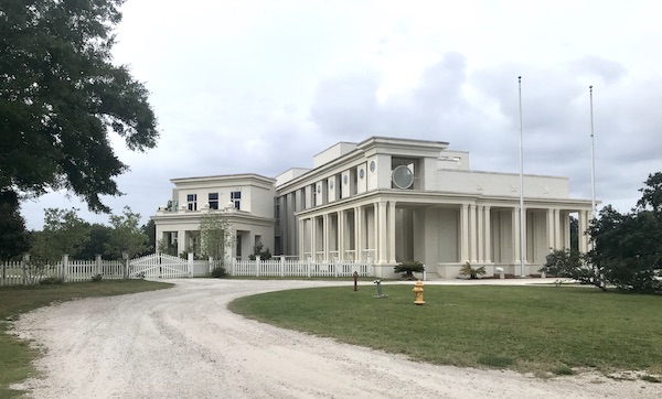 A white and cream colored mansion along our route from NOLA to Biloxi