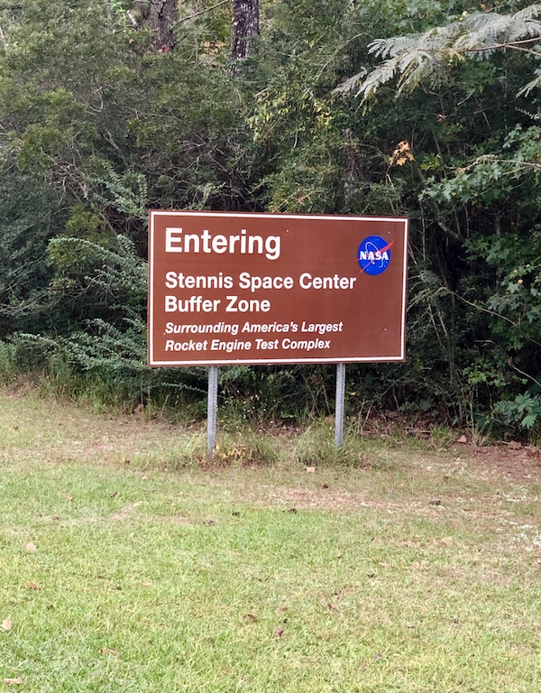 A brown sign with white writing along our route from NOLA to Biloxi
