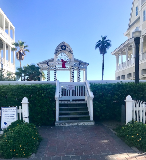 Stairs that lead to the beach on Galveston Island Texas