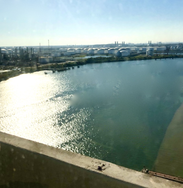 A large body of water and an oil refinery in Texas at Last!
