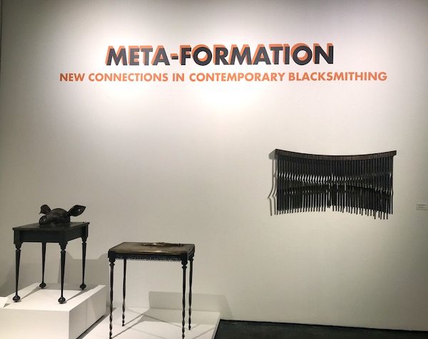 An exhibit of forged metal objects at The Houston Center for Contemporary Craft
