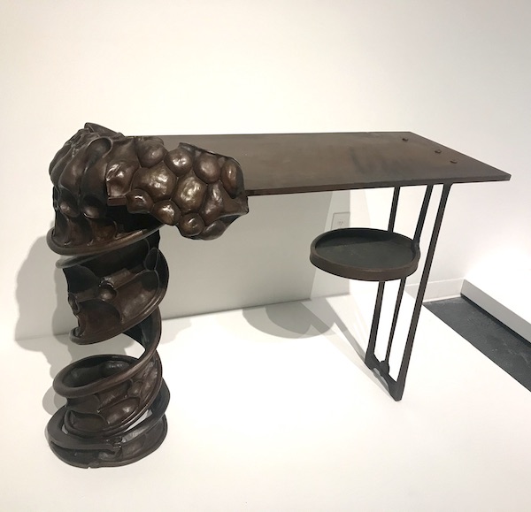 A forged iron table at The Houston Center for Contemporary Craft