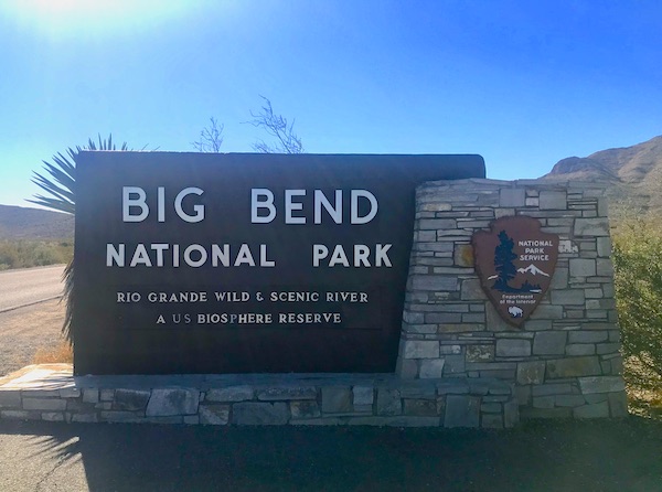 The welcome wall at the entry to Big Bend National Park Texas