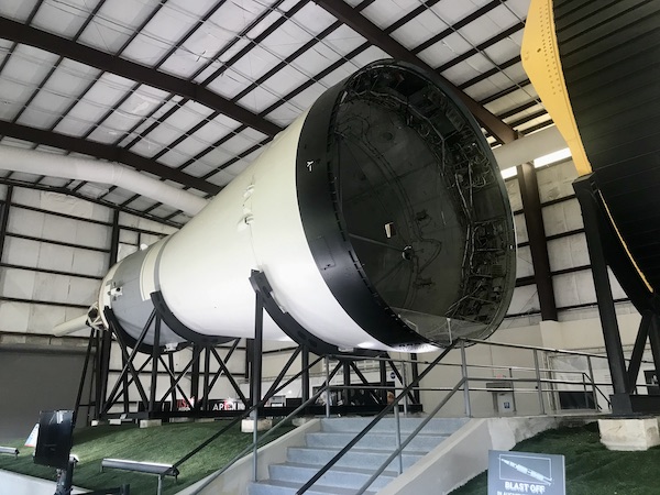 The nose cone of a space rocket at NASA Space Center Houston