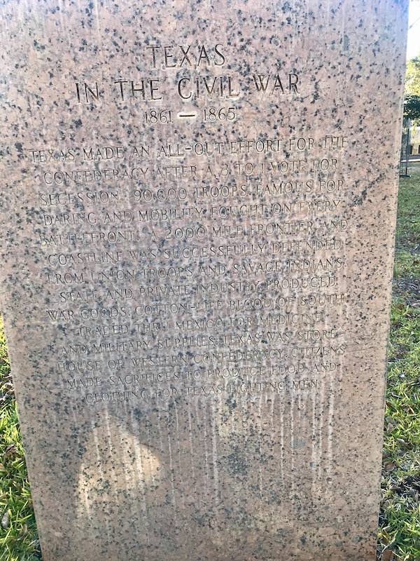 A stone marker memorial for the Civil War in Sonora Texas
