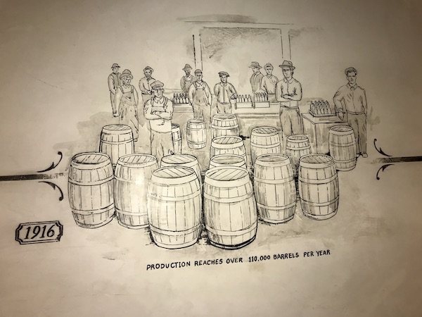 A drawing of barrels and people in The Pearl in San Antonio