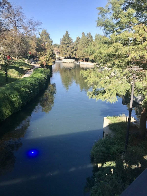 A river with trees on both sides in The Pearl in San Antonio