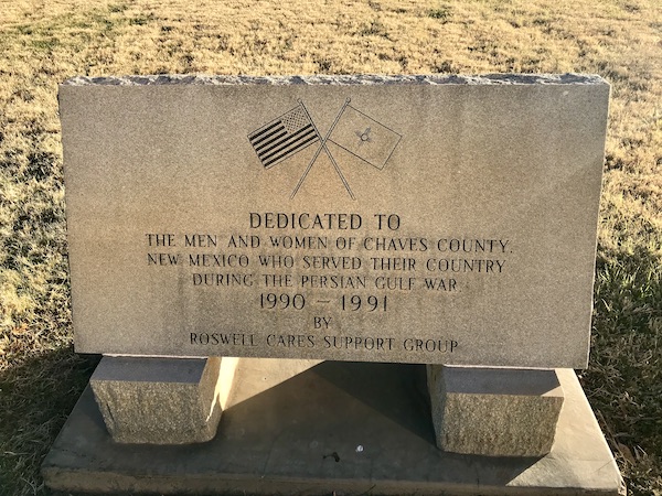 A stone monument to those who died during the Persian Gulf War in Roswell NM
