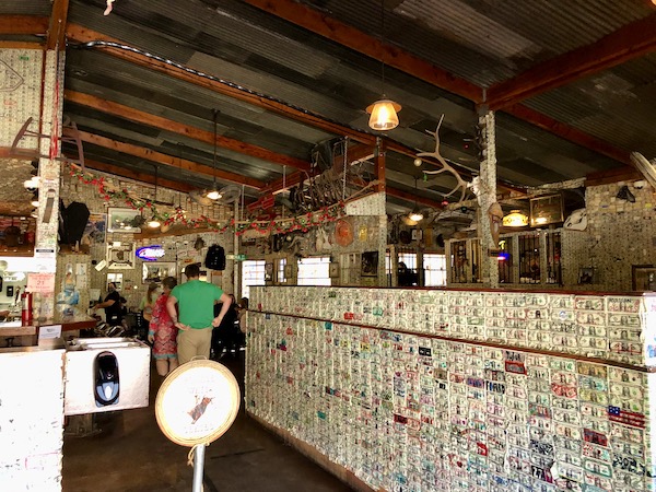 A restaurant with walls covered in paper money along the Apache Trail Arizona