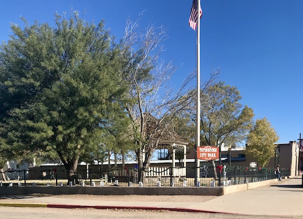 A city park with Gazebo in Bisbee Tombstone and Boot Hill in Arizona