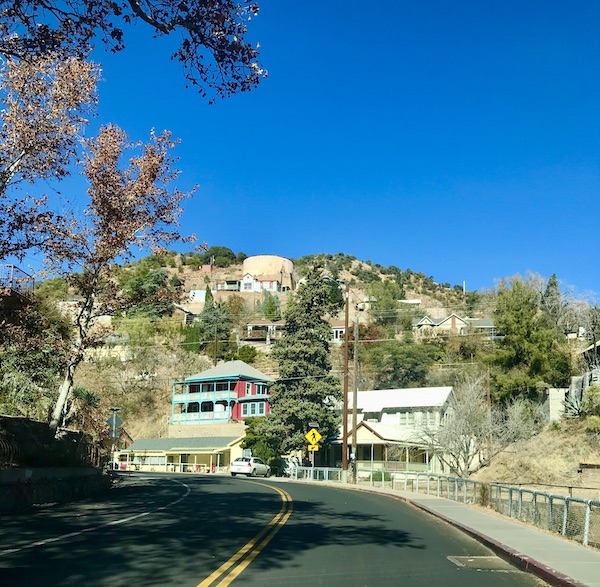 Houses built on the mountainside in Bisbee Tombstone and Boot Hill in Arizona