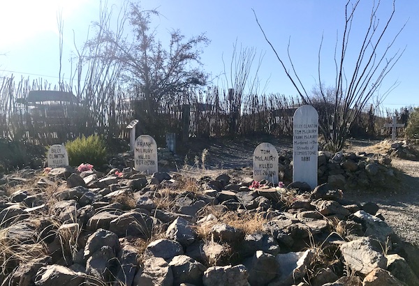 A group of grave markers in Bisbee Tombstone and Boot Hill in Arizona
