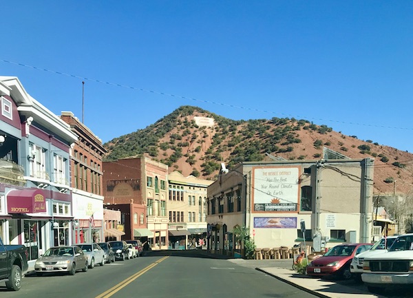A western downtown with shops and hotel in Bisbee Tombstone and Boot Hill in Arizona