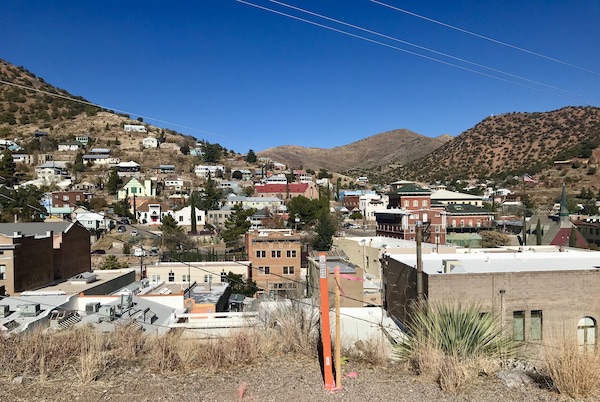 Homes built on the mountainside are close together in Bisbee Tombstone and Boot Hill in Arizona