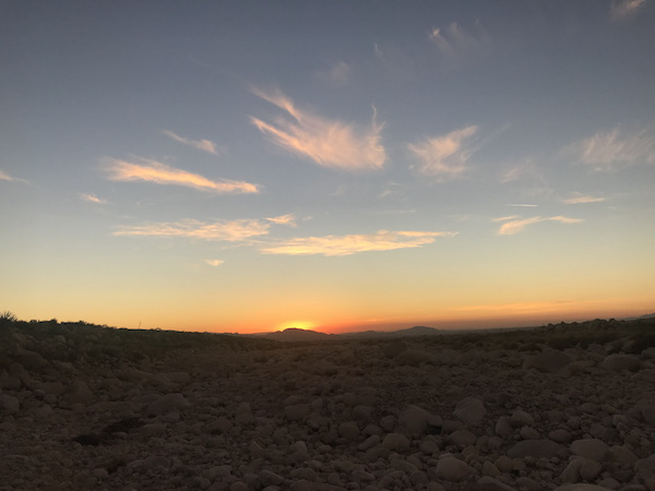 The sun is almost below the horizon in Beautiful Redlands California