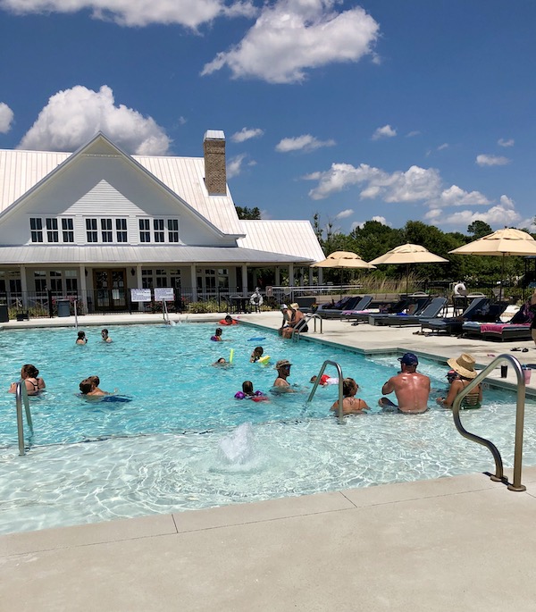 A large pool and clubhouse in Georgia on our route Coast to Coast We Did It!