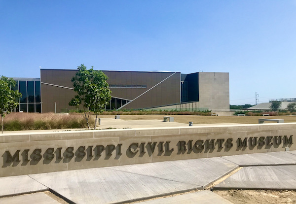 A large building that houses the Mississippi Civil Rights Museum en route Coast to Coast We Did It!