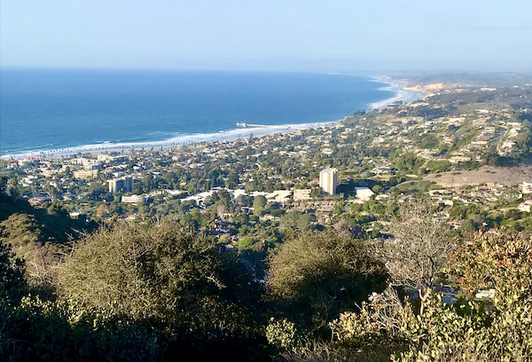 The ocean and coast seen from high above in San Diego California