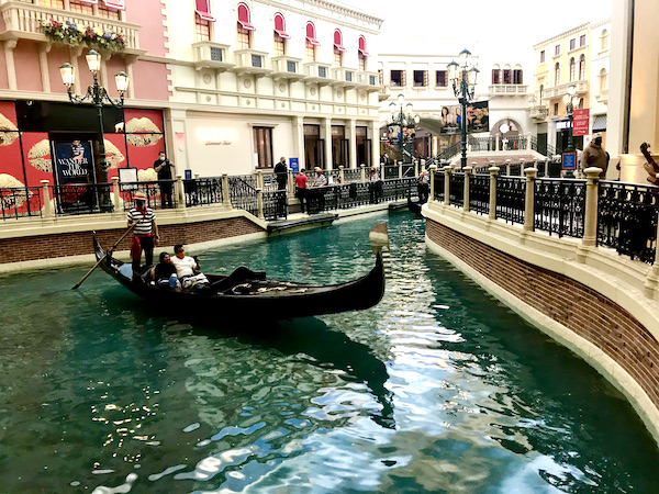 A gondola on the Grand Canal at the Venetian Hotel home to Thomas Keller's Bouchon Las Vegas