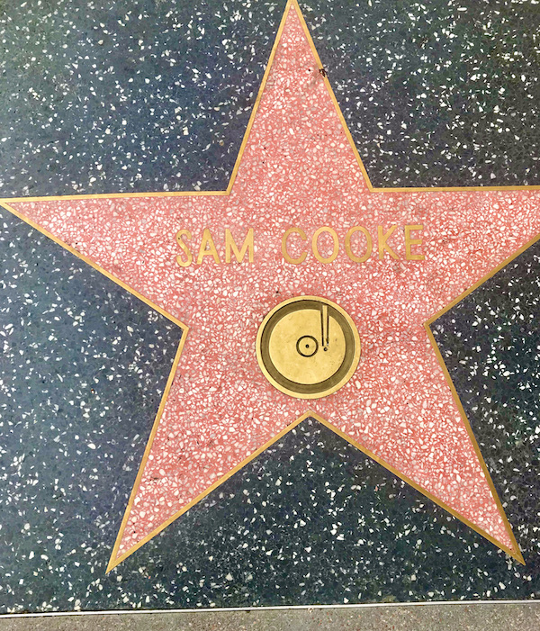 Black marble with a pink star of Sam Cooke seen during A Day in LaLa Land