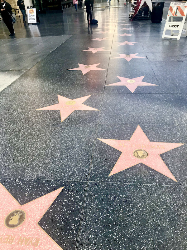 Black marble with lots of pink stars seen during A Day in LaLa Land