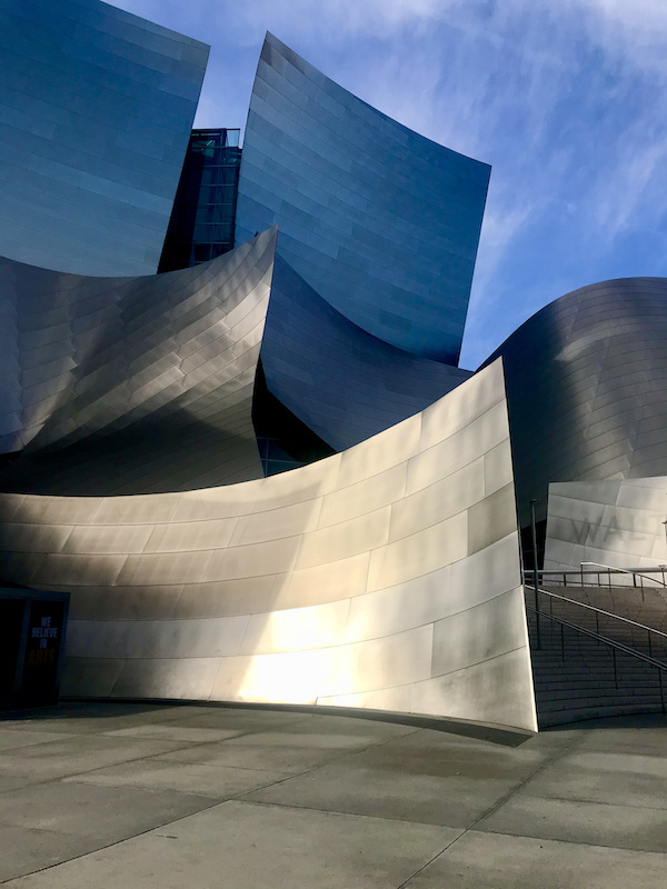 A building that looks like metal ribbons seen during A Day in LaLa Land