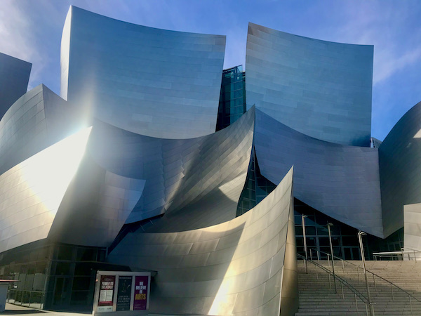 A building that looks like metal ribbons seen during A Day in LaLa Land