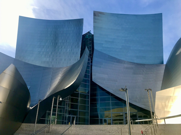 A building that looks like metal ribbons seen during A Day in LaLa Land