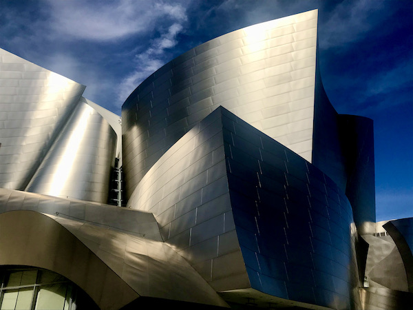 A building that looks like metal ribbons seen during A Day in LaLa Land