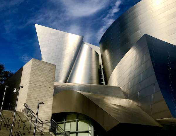 A building that looks like metal ribbons seen during A Day in LaLa Land
