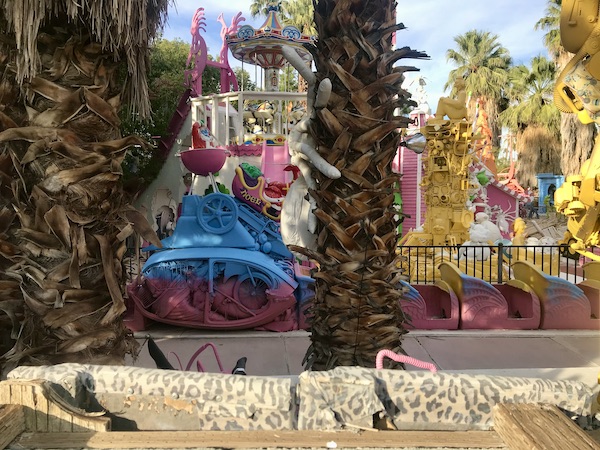 A look in a yard with lots of Christmas decorations near Great Shakes in Palm Springs California