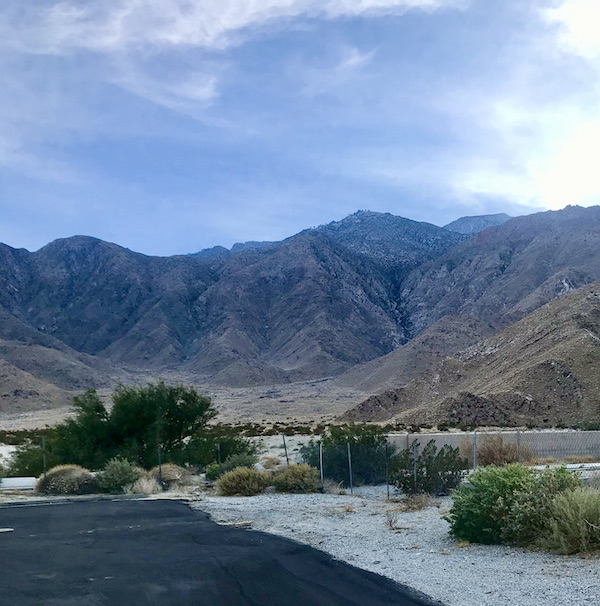 Mountain and garden view near Great Shakes in Palm Springs California