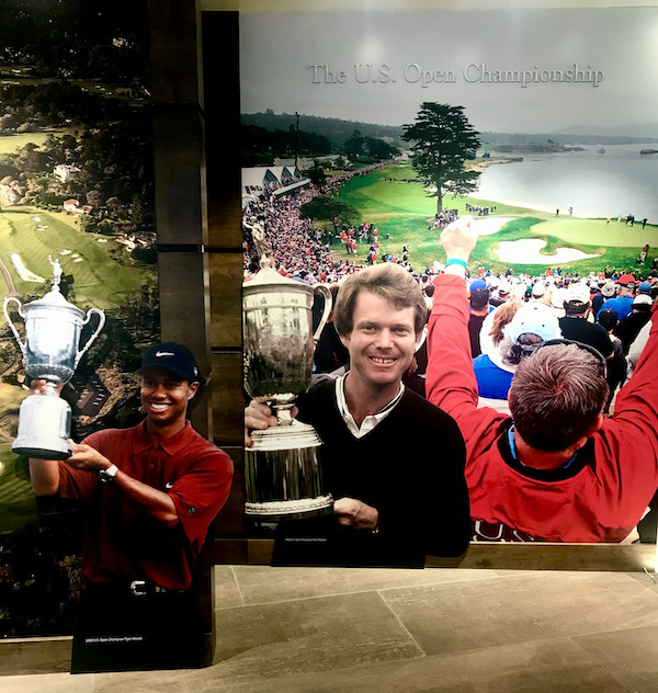 A collage of championship winning golfers along the Scenic 17-mile Drive Monterey California