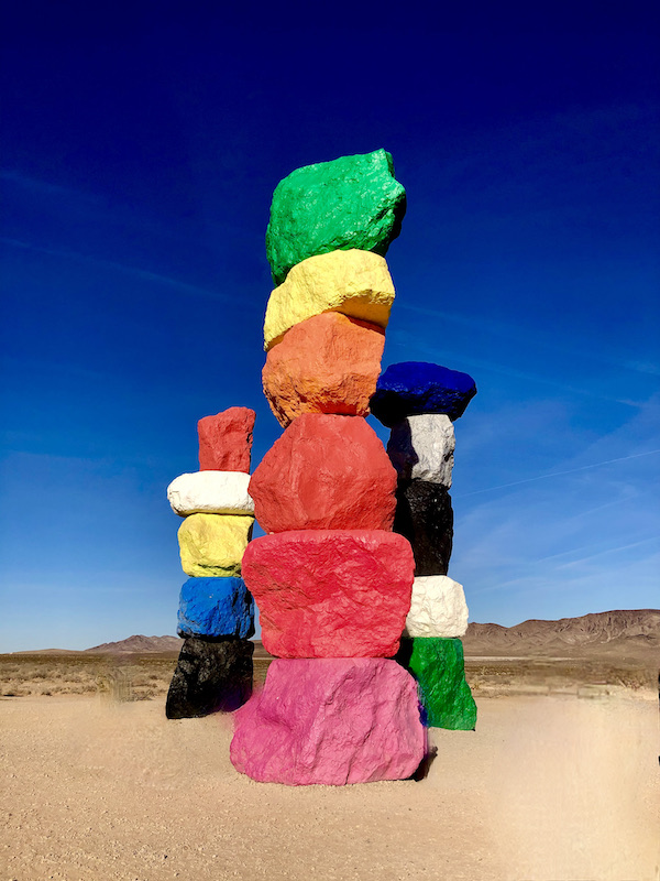 One of the 15 Best Free Attractions Las Vegas NV is 3 of the 7 magic mountains. Colorful stacks of boulders in the desert.