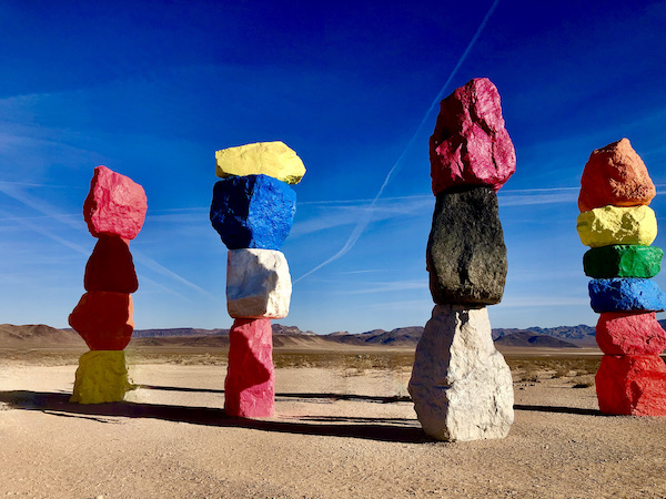 One of the 15 Best Free Attractions Las Vegas NV is this trio of stacked colorful boulders in the desert.