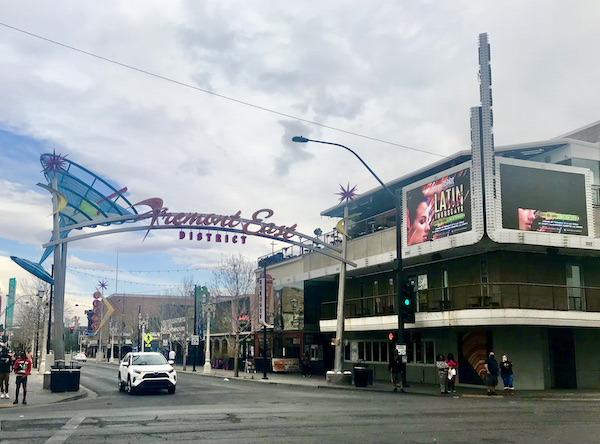 The entry to Fremont East is a neon sign with a martini glass. This is just one of the 15 Best Free Attractions Las Vegas NV