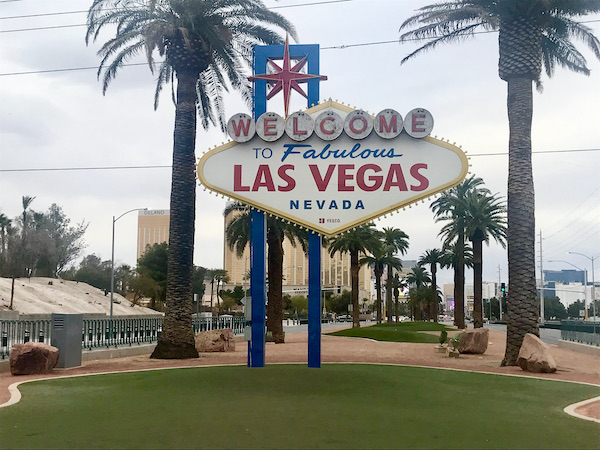 A large diamond shaped sign welcoming you to Las Vegas is one of the 15 Best Free Attractions Las Vegas NV