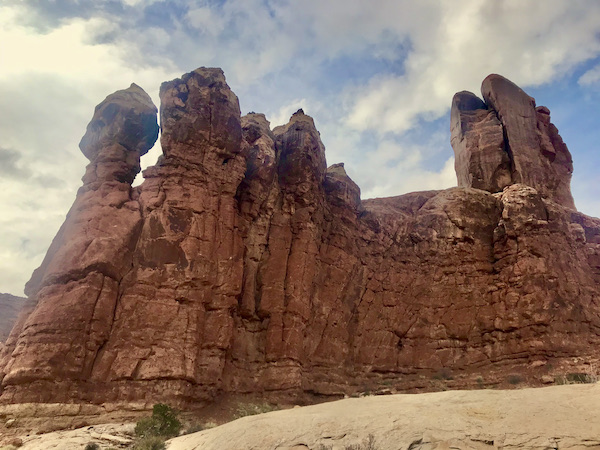 Red rock mountains with interesting formations at Arches National Park Moab Utah