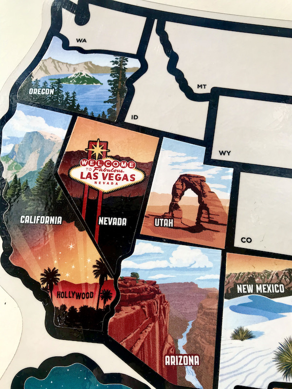 The western part of the USA on a map near Arches National Park Moab Utah