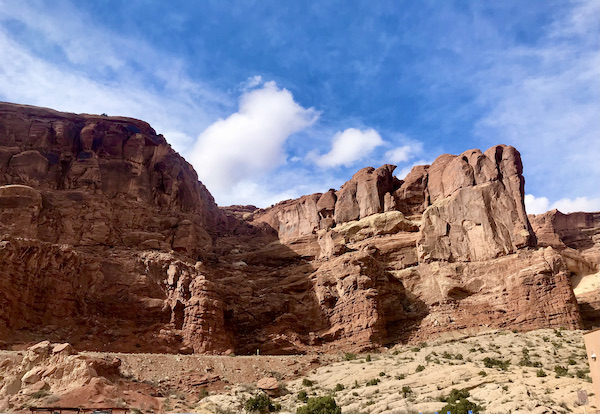 Fortress like rock formations at Arches National Park Moab Utah