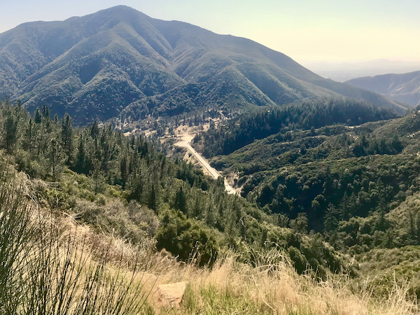 Multiple mountains with peaks and folds on the way to Big Bear Lake California